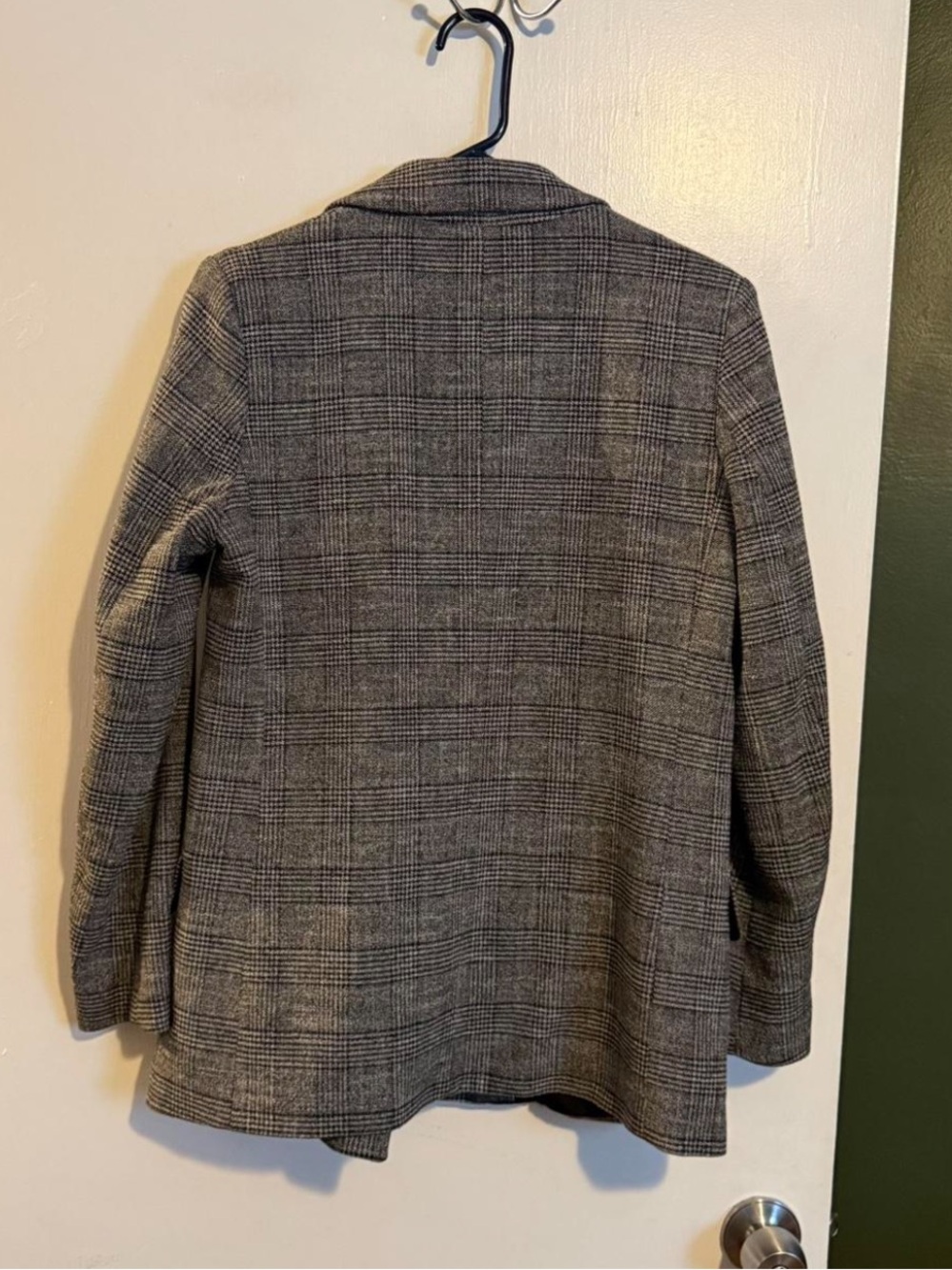 H&M gray and black plaid heavyweight double breasted blazer size 6 - Picture 3 of 6